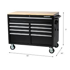 Husky 46 In 9 Drawer Mobile Workbench In Black Hotc4609b13m The Home Depot Mobile Workbench Tool Chest Workbench