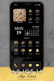 Black And Gold Ios 14 Icons Ios 14 Aesthetic Gold App Icons Iphone Icons App Icon Gold App Gold Aesthetic