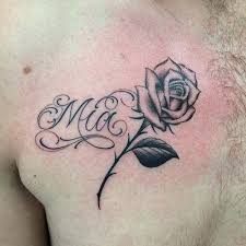 Rose Tattoo With Name On Pinterest A Selection Of The Best Ideas To Name Tattoos Chest Tattoo Men Rose Tattoo With Name