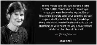 We did not find results for: Sharon Shinn Quote If Love Makes You Sad You Acquire A Little Depth