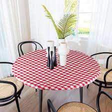 Buy more of our special spandex products. Amazon Com Sorfey Indoor Outdoor Vinyl Elastic Edge Fitted Tablecloth Cover Checkered Design Flannel Backed Leak Proof Lining Easy To Clean Stretched To Fit 42 Inch Round Table Red Kitchen Dining