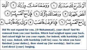 The main theme or subject matter is to make people realize how evil a person can become when he denies the akhirah (afterlife). Surah Al Insyirah Maksud