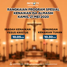 Hari kenaikan isa almasih tahun ini jatuh pada tanggal 13 mei 2021, berbarengan dengan hari se 08 tahun tentang panduan penyelenggaraan ibadah peringatan kenaikan isa almasih untuk tahun. Facebook