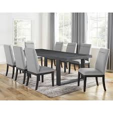 Find the perfect home furnishings at hayneedle, where you can buy online while you explore our room designs and curated looks for tips, ideas & inspiration to help you along the way. Steve Silver Yves Contemporary 9 Piece Table And Chair Set Rooms For Less Dining 7 Or More Piece Sets