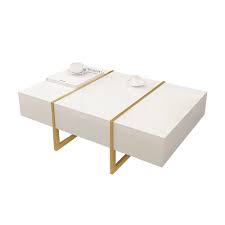 Coffee table design unique coffee table contemporary coffee table cool coffee tables coffe table coffee table with storage modern coffee this contemporary modern white coffee table has a center glass insert with exposed legs. Rectangular Coffee Table White Black Coffee Table With Drawers Table With Storage Gold Metal In 2020 Coffee Table White Rectangular Coffee Table Coffee Table