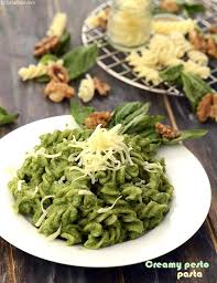 Vegetarian Creamy Pesto Pasta Indian Style Veg Pesto Pasta Veg Pesto Pasta For Tiffin Recipe Creamy Pesto Pasta Creamy Pesto Pasta Recipe Creamy Pesto
