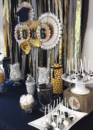 Graduation Party Graduation Dessert Table Black White And Gold Graduation Black And Graduation Party Decor Graduation Party Table Graduation Table Decorations