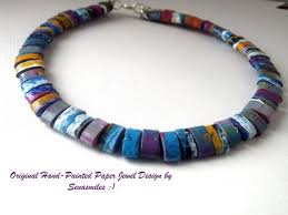 Necklace Paper Beads Paper Bead Jewelry Paper Beads Fabric Jewelry