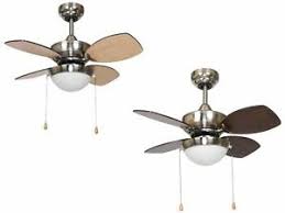 Indoor and outdoor ceiling fan options. Small Ceiling Fan Light Kompact Nickel 71cm 28 With 18 W Led And Pull Cords 5016017115557 Ebay