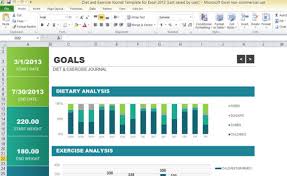 diet and exercise journal template for excel 2013