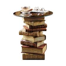 Image Of Power Of Books Sculptural Glass Topped End Table Book Furniture Glass Top End Tables Glass Top Side Table