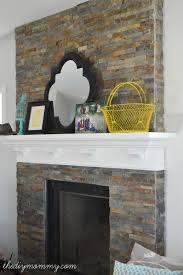 Building Our Fireplace Installing The Slate Split Face Tile Our Diy House The Diy Mommy Diy Fireplace Fireplace Decor Rustic Remodel
