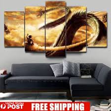 5 Panel Dragon Ball Goku Amp Shenlong Paintings Canvas Wall Art Decor No Framed Interior Paint Colors Bedroom Wall Paint Bedroom Paint Colors