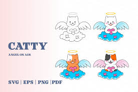 Download Catty Angel On Air Graphic By Momentos Crafter Creative Fabrica PSD Mockup Templates