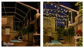 Pool Canopy Lighting Before And After By Tampa Lights Lanai Lighting Outdoor Lighting Pool Canopy