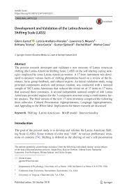 Check spelling or type a new query. Pdf Development And Validation Of The Latina American Shifting Scale Lass