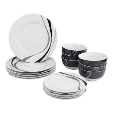 99 list list price $63.32 $ 63. Amazon Basics 18 Piece Kitchen Dinnerware Set Plates Dishes Bowls Service For 6 Swirl Buy Online In Grenada At Grenada Desertcart Com Productid 94841908