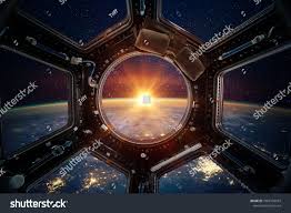 Earth And Galaxy In Spaceship International Space Station Window Porthole Elements Of This Image Furnishe Space Wall Art Backdrops Backgrounds Spaceship Decor