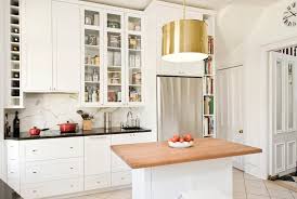 elegant tall narrow bookcase in kitchen