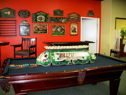 Accessories Furniture Luxury Billiard Room Decorating Ideas With Awesome Dark Brown Wood Pool Table On Combined Gray Pool Table Cloth And Stunning Bar Island