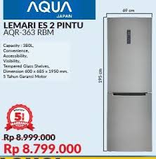 Kulkas 2 pintu memiliki ukuran yang lebih besar jika di bandingkan dengan kulkas 1 pintu. Promo Harga Aqua Lemari Es Kulkas Terbaru Minggu Ini Hemat Id