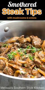 Stir in all remaining ingredients except noodles. Smothered Steak Tips With Creamy Mushrooms And Onions Melissassouthernstylekitchen Com