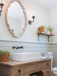 Stylish small bathroom with brick wall. Rustic Neutral Bathroom With Shiplap Walls Hgtv