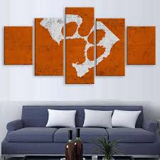 5 Panel Clemson Tigers Sports Teamwall Decor Canvas Picture Framed Unframed Ash Wall Decor Wall Art Canvas Wall Decor Pictures Canvas Wall Art Wall Canvas