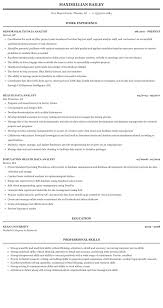 health data analyst resume sample