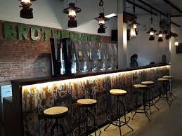 Rustic Industrial Bar Table Design Brotherhops Beer Corner Solo Indonesia Vintage Bar Stool Reclaimed Wood Front Table Recycled Oils Drum Letters Logo Ru