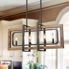 And Its Iron Frame And Wood Frame Are Turning Towards Different Direction As You Need The Rusti Wood And Metal Chandelier Wood Chandelier Dining Room Lighting