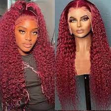 Amazon.com : MISSJAY 20 Inch Burgundy 13x4 HD Transparent Lace Front Wigs  Human Hair 99J Deep Wave Human Hair Wigs for Black Women Curly Wigs Pre  Plucked with Baby Hair 180 Density :