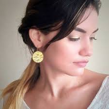 1 par, accesorios de aretes redondos llenos de oro de 18 quilates, aretes  perforados, aretes martillados, aretes redondos, aretes delicados, regalo  para ella, 17x14x3 mm