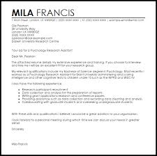 Psychology Research Assistant Cover Letter Sample Cover Letter Templates Examples