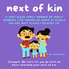 A person's next of kin is that person's closest relative or relatives. The  plural of this is also 'next of kin'. Hence, the term can be used for  singular as well as