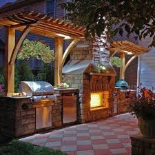 Kitchens 3 Simple Strategies To Design Outdoor Kitchen Designs Plans Diamond Printed Patio With Wooden Pergola For Backyard Outdoor Bbq Outdoor Kitchen Design