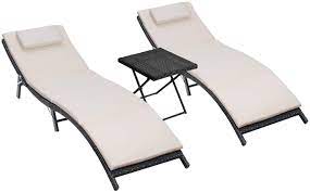 Get free shipping on qualified lounge chair cushions or buy online pick up in store today in the outdoors department. Amazon Com Homall 3 Pieces Patio Chaise Lounge Chair Sets Outdoor Beach Pool Pe Rattan Reclining Chair With Folding Table And Cushion Beige Garden Outdoor