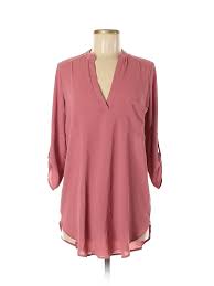 Details About Lush Women Pink 3 4 Sleeve Blouse Sm