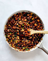 Noodles with black bean paste. Jajangmyeon Noodles With Black Bean Sauce Spoon Fork Bacon