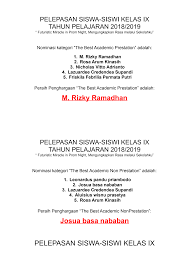 M. Rizky Ramadhan Josua basa nababan PELEPASAN SISWA-SISWI KELAS IX