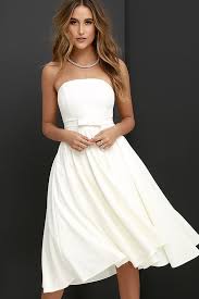 Time Is Right Ivory Strapless Midi Dress White Short Dress Little White Dresses Junior White Dresses