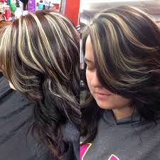 Just a few chunks of blonde are highlighted through her hair breaking up the dark. Chunky Blonde Highlights And Dark Base Hair Styles Pinterest Brown Blonde Hair Chunky Blonde Highlights Blonde Hair With Highlights