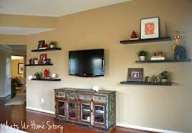 This floating wall shelf would look great in any room of your home, or incredible over your. How To Decorate Around A Tv With Floating Shelves Whats Ur Home Story