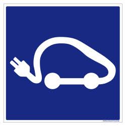 Panneau Zone Borne Chargement Voiture Électrique. Sticker Zone Voiture Électrique Chargement, PVC, Alu
