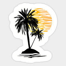 Sunset Beach Palm Tree Summer Nature Sunset Beach Palm Tree Sticker Teepublic Sticker Drucken Coole Aufkleber Palme Zeichnung