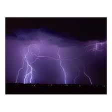 Purple Lightning In A Night Desert Thunder Storm Postcard Zazzle Com In 2021 Purple Lightning Lightning Storm Lightning