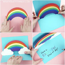 A perfect pop up card idea for birthdays, mother's day, teachers and more. How To Make An Easy Pop Up Rainbow Card I Heart Crafty Things