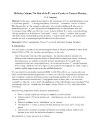 Understanding your boss and your boss' boss will make you a more valuable. Pdf Defining Culture The Role Of The Person As Carrier Of Cultural Meaning