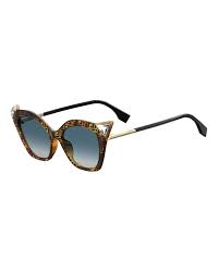 Fendi Women S 52mm Cat Eye Crystal Embellished Sunglasses In Dark Havana Modesens
