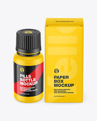 Download Matte Pills Bottle W Paper Box Mockup In Bottle Mockups On Yellow Images Object Mockups PSD Mockup Templates